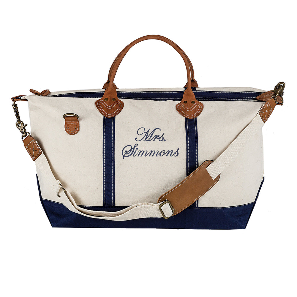 Personalized Canvas and Leather Weekender Bag