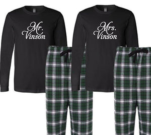 Personalized Mr. and Mrs. Pajamas, Mr. and Mrs. Pajama Set, Bride and Grooom Pajamas