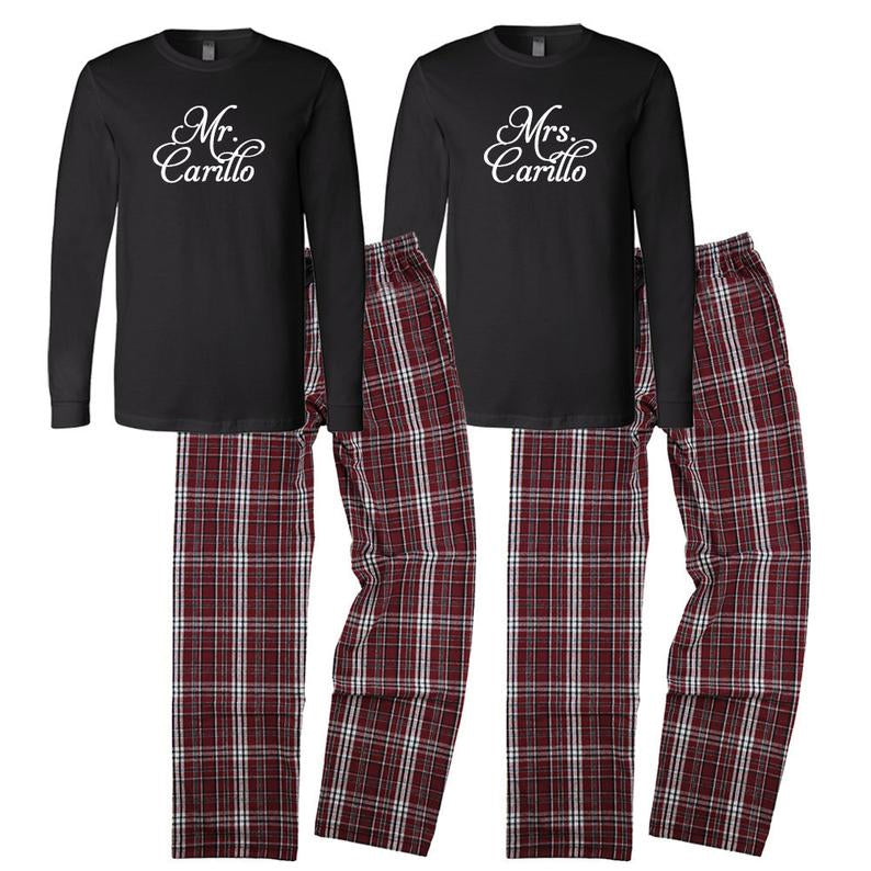 Custom Pajamas, Personalized Mr. and Mrs. Pajamas, Mr. and Mrs. Pajama Set, Bride and Grooom Pajamas