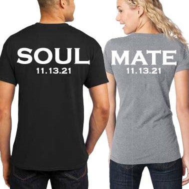 Soul Mates T-Shirt Set, Bride and Groom Shirts, Honeymoon T-Shirts ...