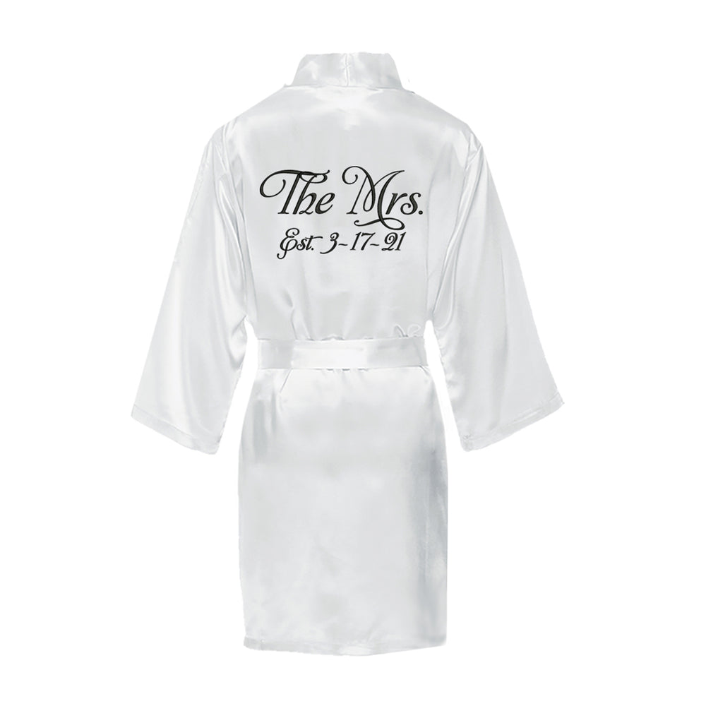 
            
                Load image into Gallery viewer, The Mrs. Satin Robe with Wedding Date
            
        
