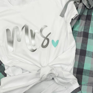 The New Mrs. Metallic Silver and Mint Pajama Set