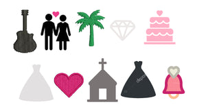
            
                Load image into Gallery viewer, Monogrammed Wedding Symbols Jute Tote Bag
            
        