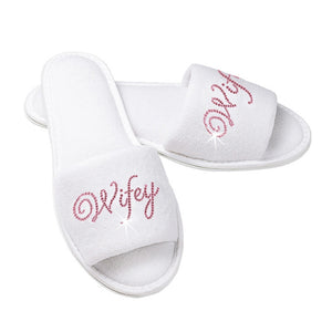 Wifey Terry Cloth Bridal Slippers with Rhinestone Wifey